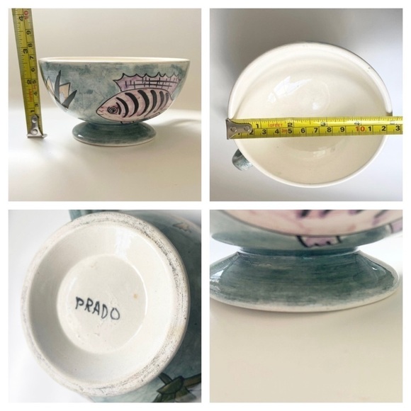 Artisan Ceramic Bowl Whimsical Fish Bird Lilly Pad Sea Ocean Decorative Art - Picture 11 of 11